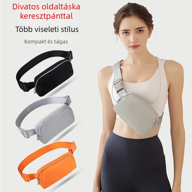 Női deréktáska – street style, nylon, cipzár, belső zseb, mindennapi használat