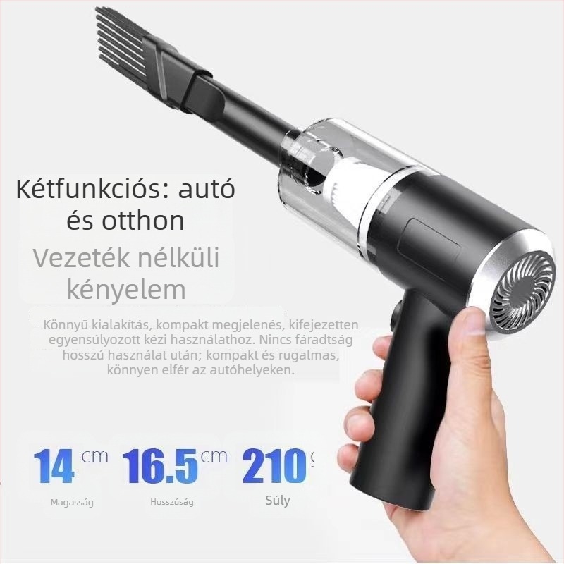Kézi autóiporszívó, vezeték nélküli, kettős használat: szívás és fújás, 90W, 20000Pa, 10 perc üzemidő