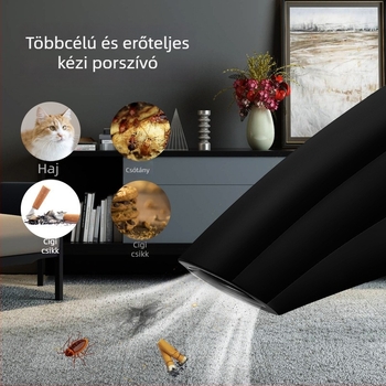 Vezeték nélküli kézi autóporszívó, 12V, 120W, szívóerő 5500 Pa, újratölthető