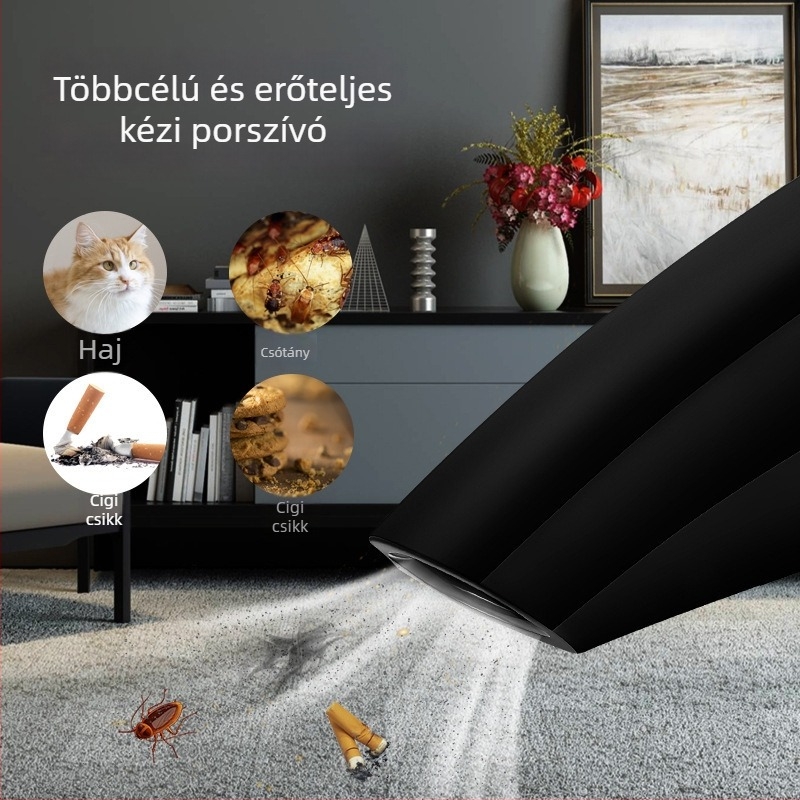 Vezeték nélküli kézi autóporszívó, 12V, 120W, szívóerő 5500 Pa, újratölthető