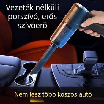 Autóba használható porszívó, vezeték nélküli USB-töltés, nedves és száraz használat, kézben tartható, 14W, beépített 2000mAh akkumulátor