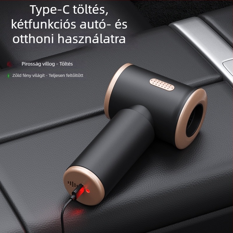Kézi porszívó autóhoz és otthonhoz integrált fúvó- és szívó funkcióval, 120W, 4000Pa, újratölthető, vezeték nélküli