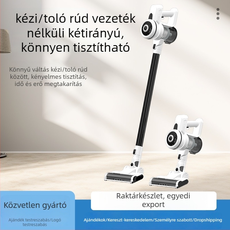 Vezeték nélküli kézi porszívó – nedves és száraz használat, USB táplálás cserélhető 2000–2500 mAh akkumulátorral, akár 1 óra üzemidő, szívóerő ≥25 kPa, 3C tanúsított