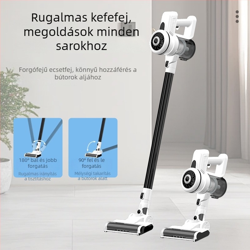 Vezeték nélküli kézi porszívó – nedves és száraz használat, USB táplálás cserélhető 2000–2500 mAh akkumulátorral, akár 1 óra üzemidő, szívóerő ≥25 kPa, 3C tanúsított