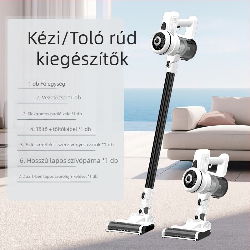 Vezeték nélküli kézi porszívó – nedves és száraz használat, USB táplálás cserélhető 2000–2500 mAh akkumulátorral, akár 1 óra üzemidő, szívóerő ≥25 kPa, 3C tanúsított