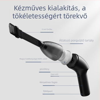 Vezeték nélküli kézi porszívó háztartási és autóhasználatra, 4000 Pa szívóerő, 65 W, 5 V, LED világítással