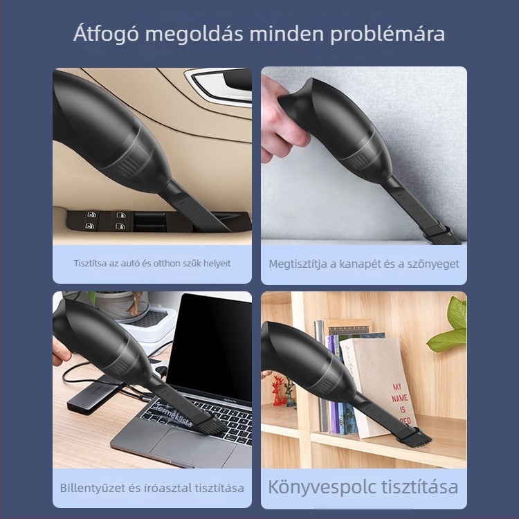 Vezeték nélküli kézi porszívó háztartási és autóhasználatra, 4000 Pa szívóerő, 65 W, 5 V, LED világítással
