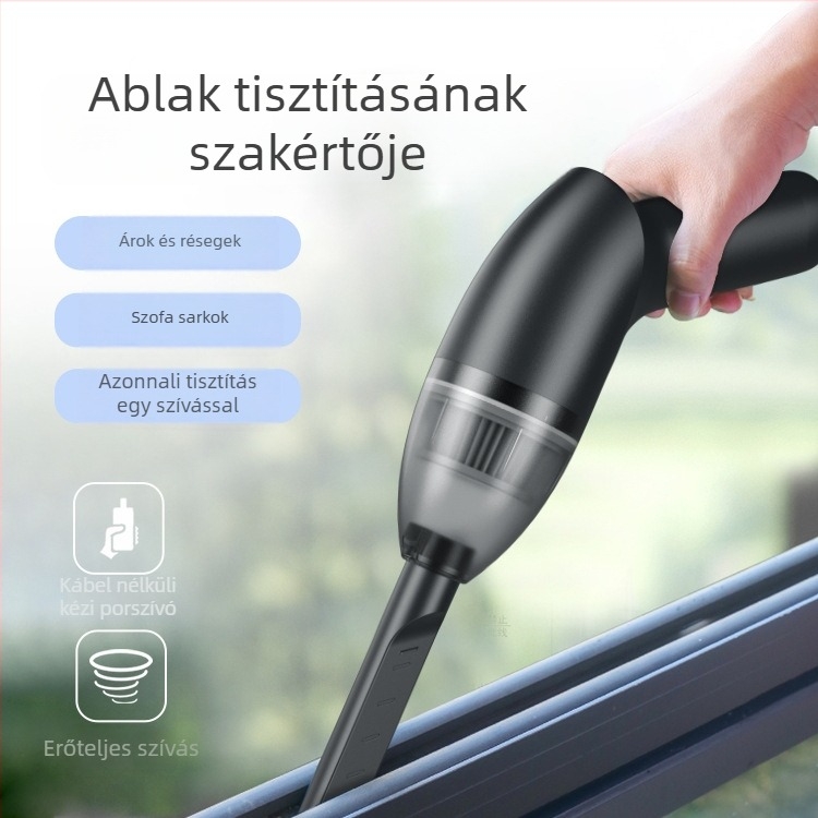 Vezeték nélküli kézi porszívó háztartási és autóhasználatra, 4000 Pa szívóerő, 65 W, 5 V, LED világítással