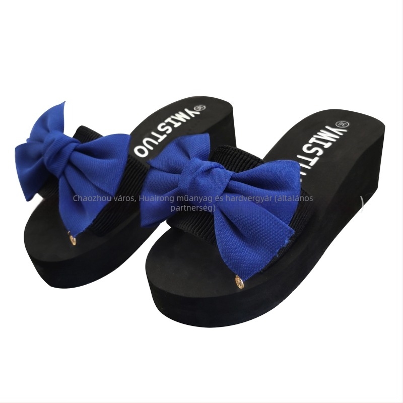 Thong szandál klínnel, EVA felsőrész, gumírozott talp, 3–5 cm sarokmagasság, csúszásmentes