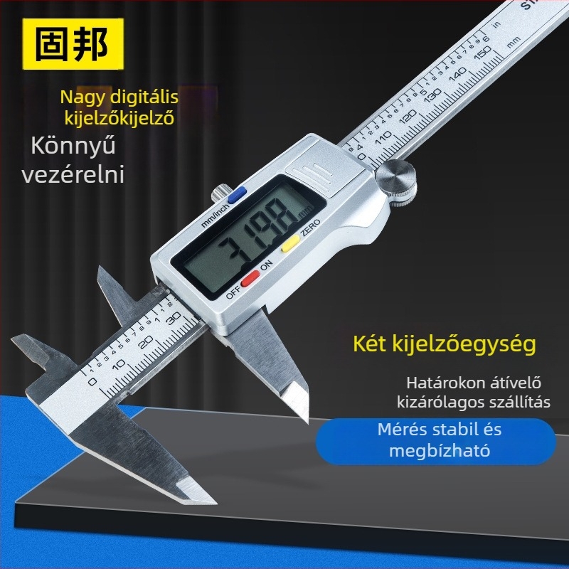 Elektronikus digitális tolómérő rozsdamentes acélból, digitális kijelző, nagy precizitás