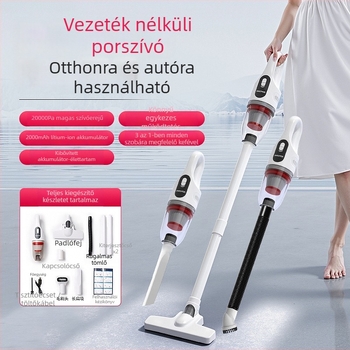 Kézi vezeték nélküli porszívó, USB töltés, 120W, 2‑az‑1‑ben tisztító és szívófej, beépített 1600mAh akkumulátor