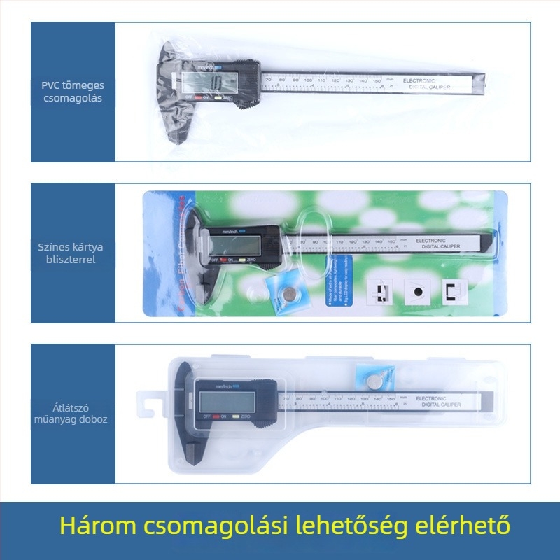 Precise digitális tolómérő, magas pontosság, 0–150 mm tartomány, nagy kijelző