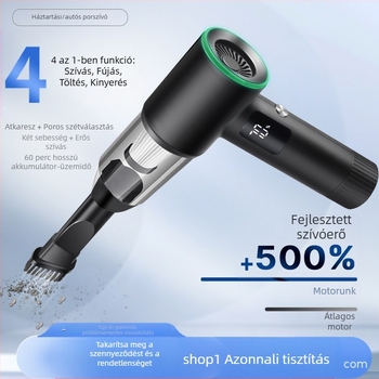 Kézi autóporszívó, három az egyben, 7.4V, 90W, 5500Pa, vezeték nélküli, újratölthető
