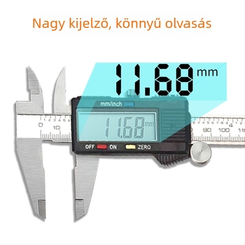 Digitális tolómérő mélységmérő rúddal, 4Cr13 rozsdamentes acél, digitális kijelző