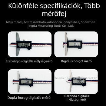 Jingda Digitális Mélységmérő 0-200 mm, felbontás 0,01 mm, Digitális kijelző, 4Cr13 rozsdamentes acél