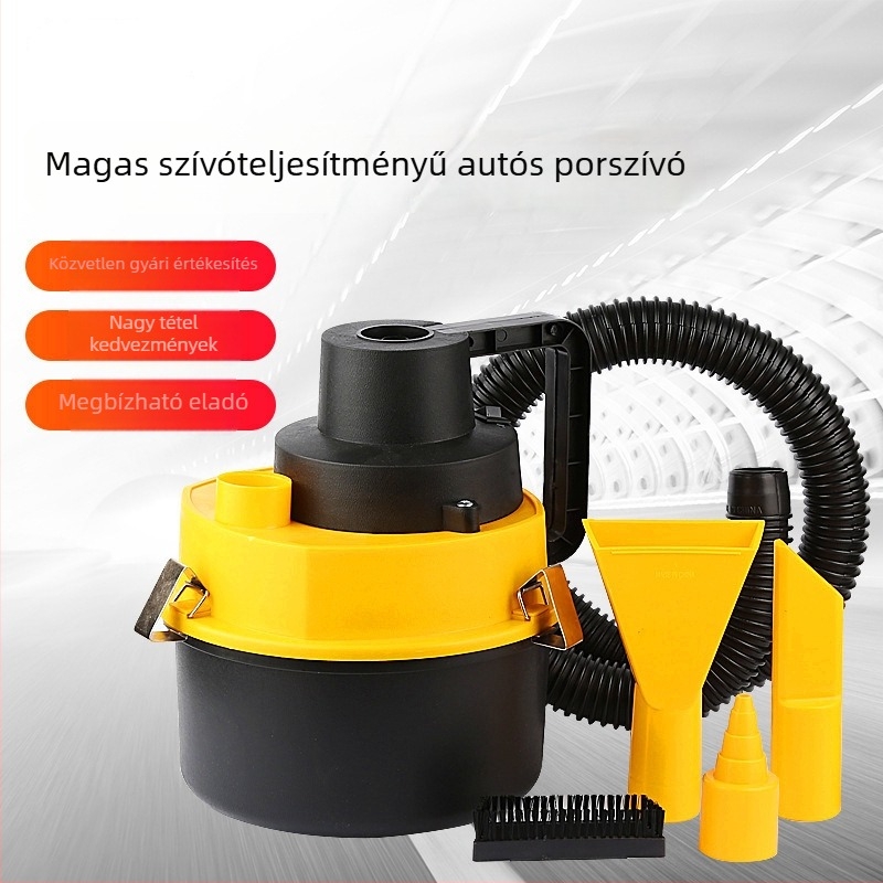Autó nedves-száraz porszívó, nagy teljesítmény, 12V, 120W, szívóerő 6000 Pa, hordozható