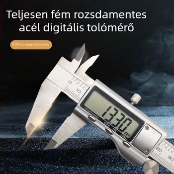 Kis méretű ipari digitális tolómérő, 0–150 mm, 0,01 mm felbontás, rozsdamentes acél, elektronikus mélységmérő