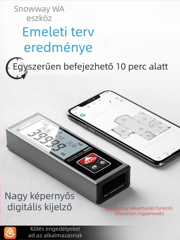 Sw-bt60 Mini okos kézi lézeres távolságmérő infravörös, nagy pontosságú elektronikus vonalzó Bluetooth alkalmazással