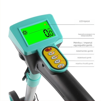 Kézi távolságmérő digitális kijelzővel (Modell 101, tartomány 0–9999.9 m, pontosság ±0.5, tömeg 600)