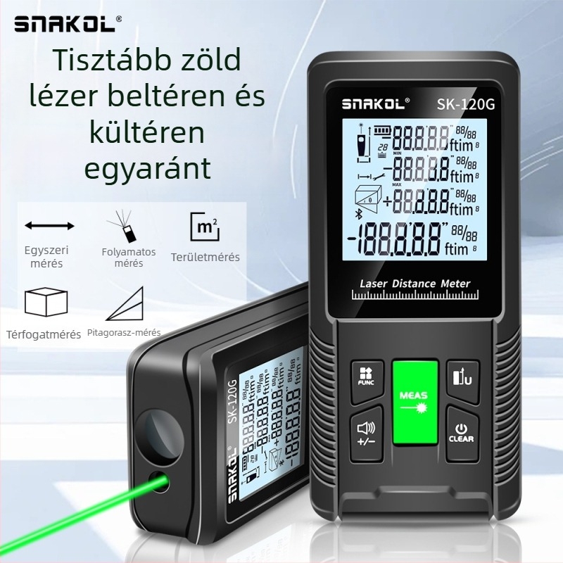 Zöld fényű lézeres távolságmérő, kültéri használatra, nagy pontosságú digitális vonalzó, kézi Bluetooth lézerszint a helyiségek méréséhez