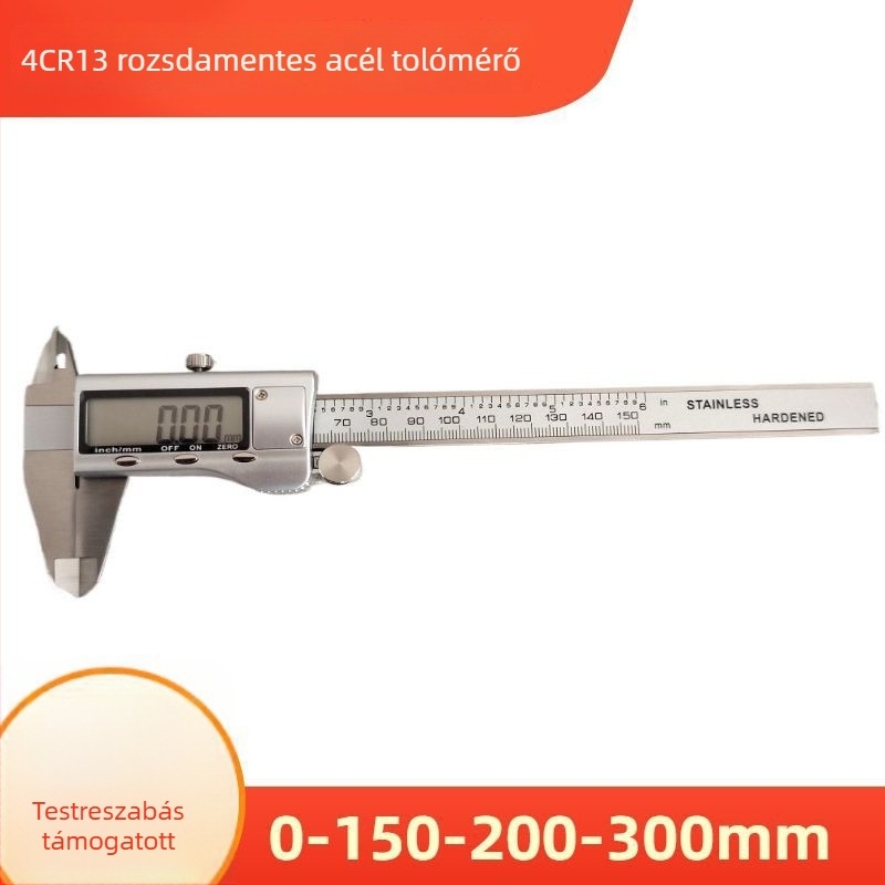 Elektronikus digitális tolómérő kijelzővel, 0,01 mm pontosság, tartomány 0–150–200–300 mm