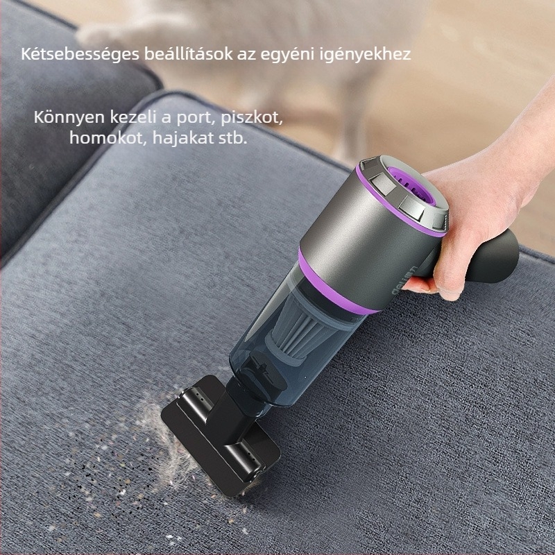 Deli kézi autóiporszívó — 80W, 7.4V, 11000Pa, vezeték nélküli, újratölthető, mindent egyben
