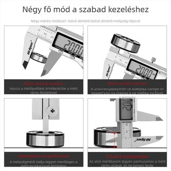 Hi-Spec ipari szintű digitális tolókaliper, nagy precizitású, rozsdamentes acél, kompakt méret