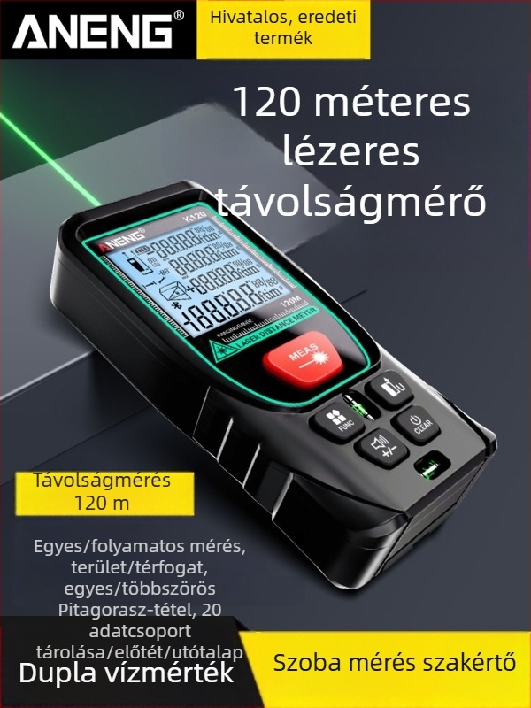 Green Light Kültéri lézeres távolságmérő, magas pontosságú infravörös méréssel, kézben tartható digitális mérőeszköz beltéri és kültéri mérésekhez