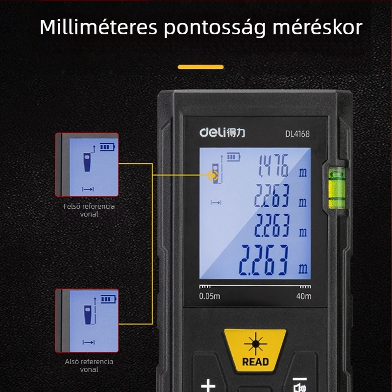 Deli lézer távolságmérő, 50–120 m, kézi, infravörös, nagy pontosságú elektronikus vonalzó