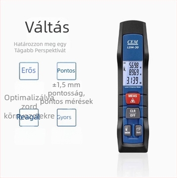 iLDM-30 lézeres távolságmérő otthoni felújításhoz és helyiségek méréséhez, intelligens Bluetooth, infravörös digitális mérőszalag, 30 m hatótáv, ±1,5 mm pontosság