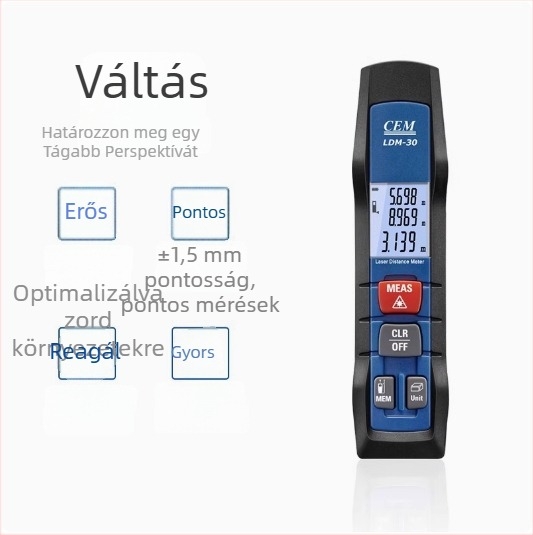 iLDM-30 lézeres távolságmérő otthoni felújításhoz és helyiségek méréséhez, intelligens Bluetooth, infravörös digitális mérőszalag, 30 m hatótáv, ±1,5 mm pontosság