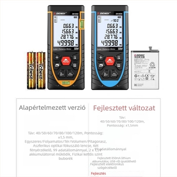 SW-M50 hordozható lézer távolságmérő – mérési tartomány 50/70/80/100 m, pontosság ±1,5 mm, súly 125 g