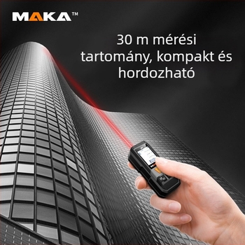 MK202 lézeres távolságmérő (20/30/40 m, pontosság ±2, hordozható, terület- és távolságmérés)