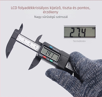 Digitális tolómérő Vernier-skálával, nagy pontosságú, 0–150 mm, kompakt mérőeszköz
