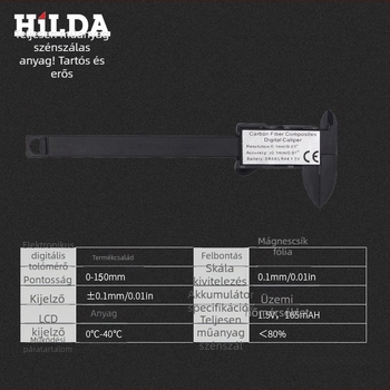 Digitális tolómérő Vernier-skálával, nagy pontosságú, 0–150 mm, kompakt mérőeszköz