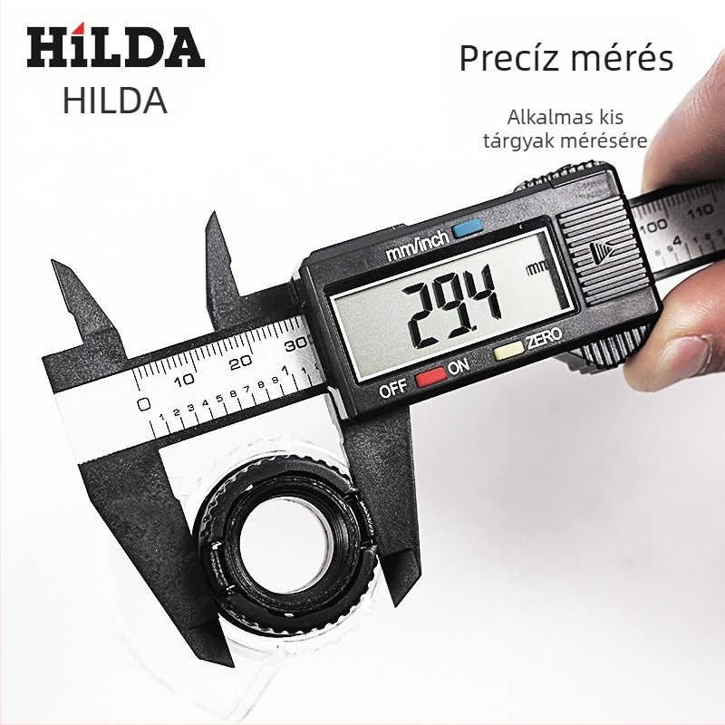 Digitális tolómérő Vernier-skálával, nagy pontosságú, 0–150 mm, kompakt mérőeszköz