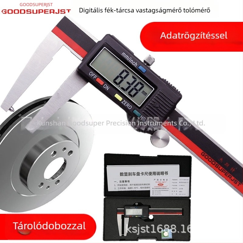 Digitális tolómérő autó féktárcsához és fékbetétekhez, 0-70 mm