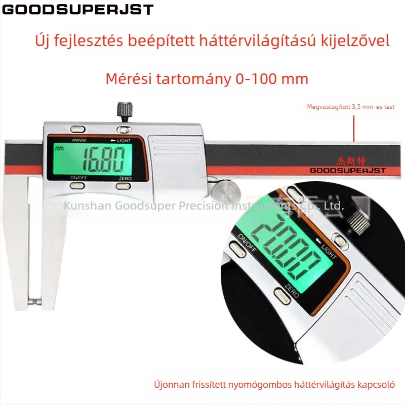 Digitális tolómérő autó féktárcsához és fékbetétekhez, 0-70 mm