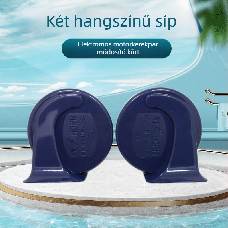 Autóklaxon, kettős tónusú, modell: kis négyszögletes bemenet, 12V, 80W, 8Ω, 110dB