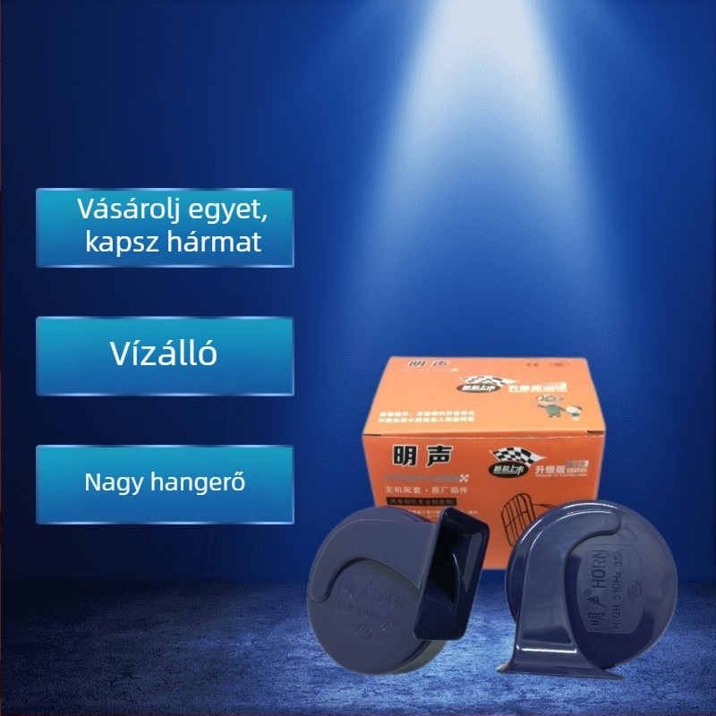 Autóklaxon, kettős tónusú, modell: kis négyszögletes bemenet, 12V, 80W, 8Ω, 110dB