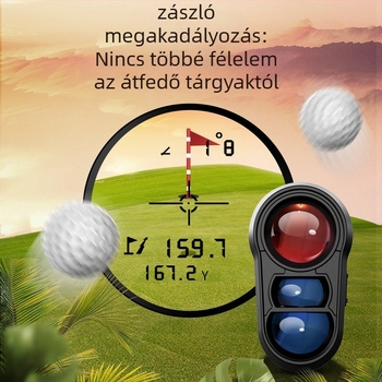 Golf lézeres távolságmérő, kézi, infravörös – tartomány 5–1000 m, pontosság ±1 m, súly 140 g, modell Nk, márka Nohawk/Dark Eagle