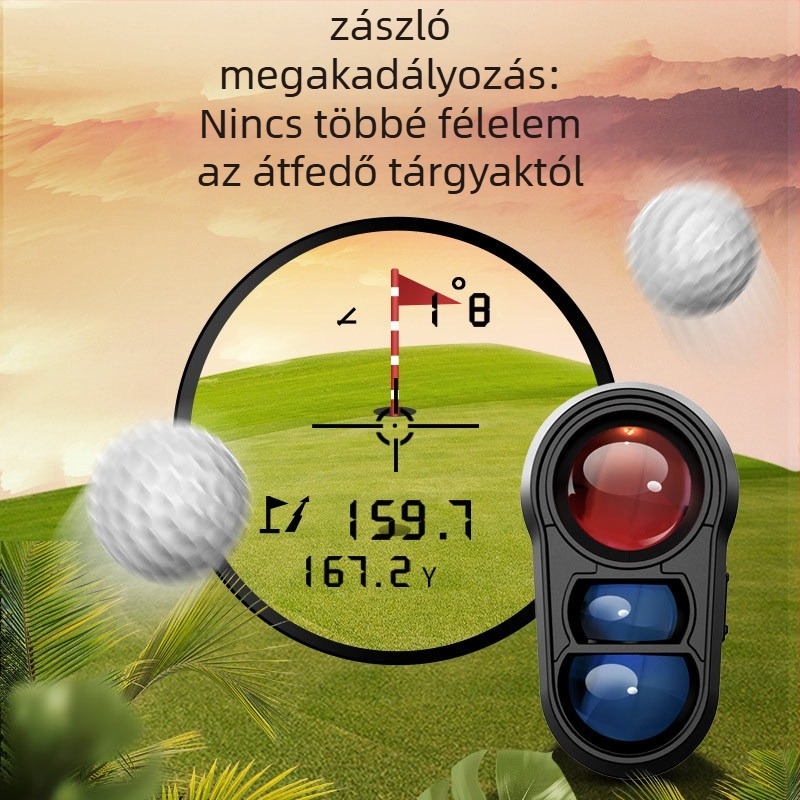 Golf lézeres távolságmérő, kézi, infravörös – tartomány 5–1000 m, pontosság ±1 m, súly 140 g, modell Nk, márka Nohawk/Dark Eagle