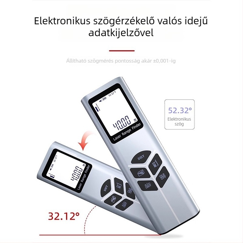 Lézeres távolságmérő, kézi, infravörös mérőeszköz, magas precizitás, hatótáv 40 m