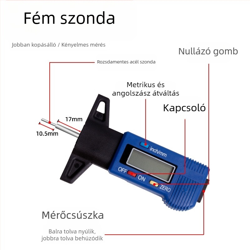 Elektronikus digitális gumiabroncs mintázat mélységmérő – magas precíziójú vernier tolómérő
