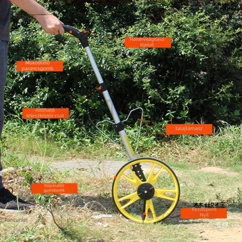 Kopásálló mechanikus távolságmérő kerék, elektronikus kerék eszköz, kézben nyomható gördítő mérőeszköz útvonalak méréséhez
