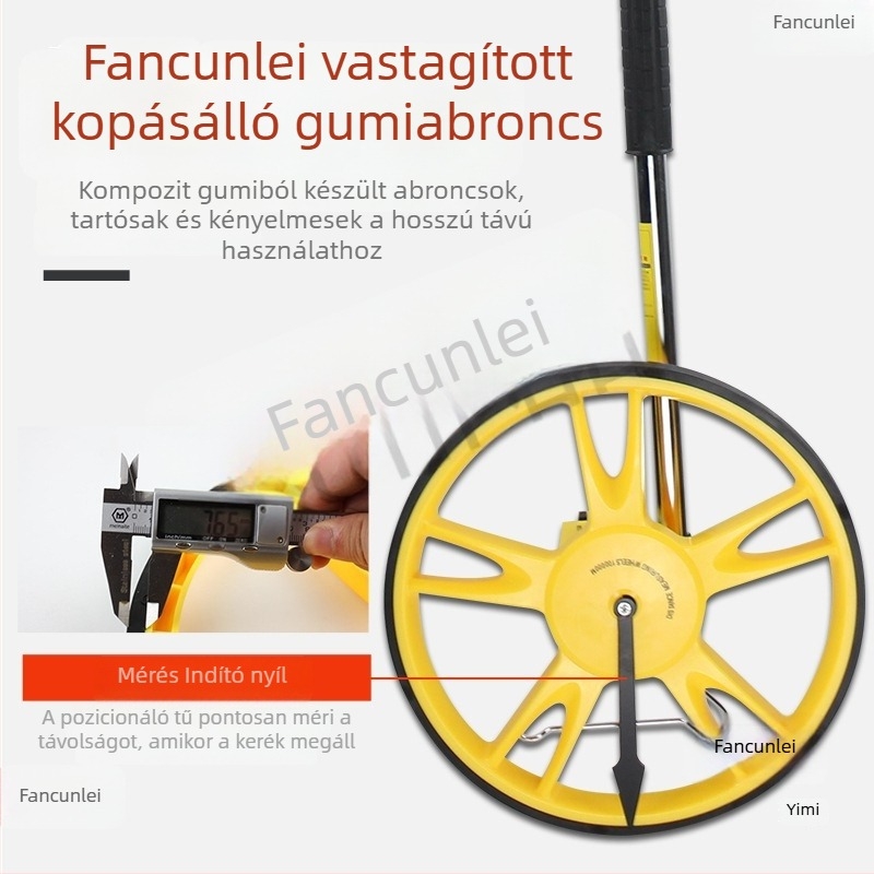 Kopásálló mechanikus távolságmérő kerék, elektronikus kerék eszköz, kézben nyomható gördítő mérőeszköz útvonalak méréséhez