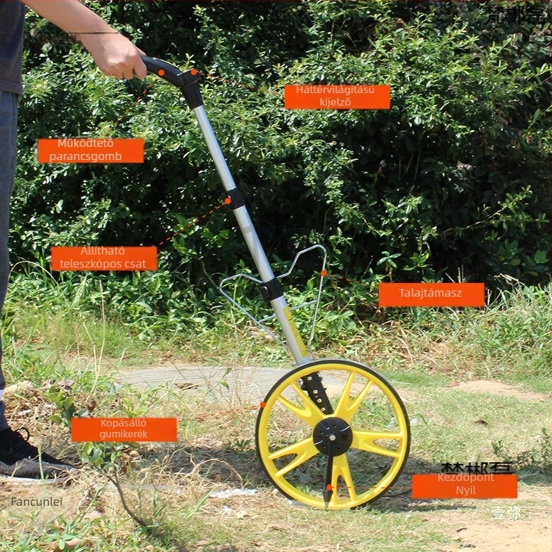 Kopásálló mechanikus távolságmérő kerék, elektronikus kerék eszköz, kézben nyomható gördítő mérőeszköz útvonalak méréséhez