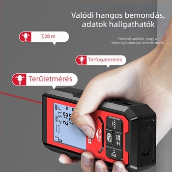 Delixi Electric lézeres távolságmérő, kézben tartható infravörös távolságmérő, digitális mérőeszköz, magas pontosságú szobaméréshez (50–120 m, ±2 mm)