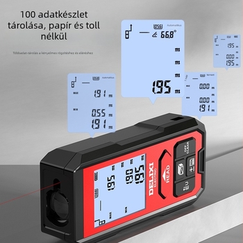 Delixi Electric lézeres távolságmérő, kézben tartható infravörös távolságmérő, digitális mérőeszköz, magas pontosságú szobaméréshez (50–120 m, ±2 mm)