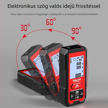 Delixi Electric lézeres távolságmérő, kézben tartható infravörös távolságmérő, digitális mérőeszköz, magas pontosságú szobaméréshez (50–120 m, ±2 mm)
